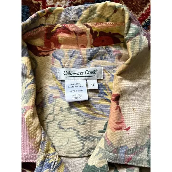 Coldwater Creek Floral Denim Jacket Size 1X Womens - Picture 3 of 5